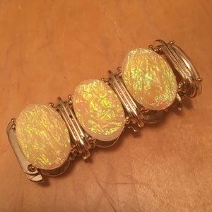 Yellow Oval Costume Stretch Bracelet